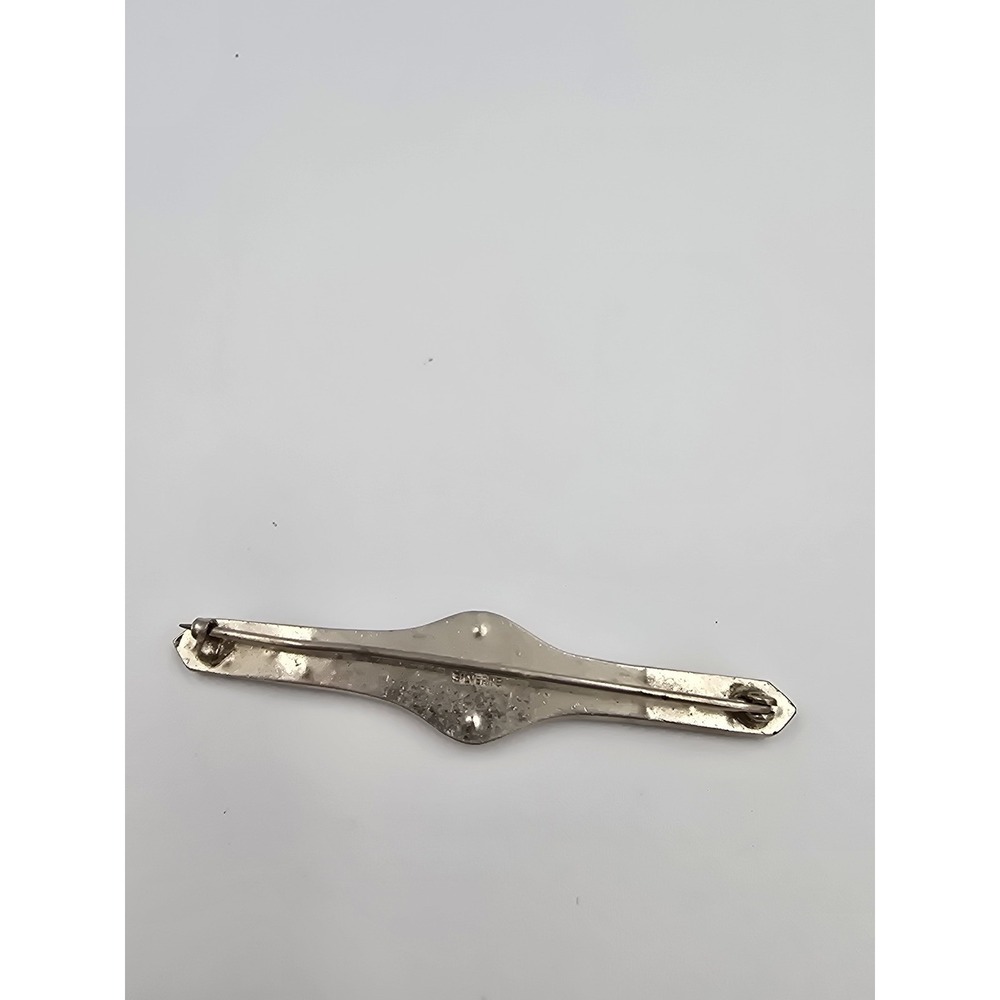 Antique Silverine Art Deco Rhinestone Bar Pin Brooch Edwardian Vintage Jewelry - Picture 6 of 10